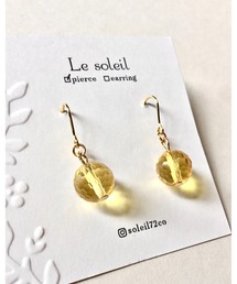 【Le soleil】多面カット　シトリンピアス(MA)