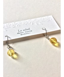 【Le soleil】多面カット シトリンピアス(MA)