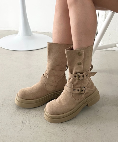 CLEA（クレア）の「ダブルベルト2wayエンジニアブーツ（ブーツ・レディース・ブラウン/ベージュ/ブラック・24.5cm/23.5cm）」の22枚目の写真