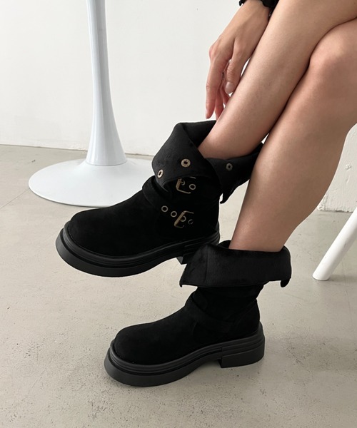 CLEA（クレア）の「ダブルベルト2wayエンジニアブーツ（ブーツ・レディース・ブラウン/ベージュ/ブラック・24.5cm/23.5cm）」の10枚目の写真