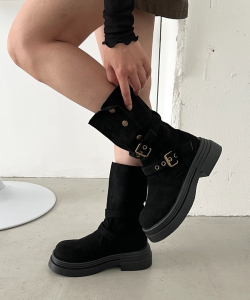 CLEA（クレア）の「ダブルベルト2wayエンジニアブーツ（ブーツ・レディース・ブラウン/ベージュ/ブラック・24.5cm/23.5cm）」の12枚目の写真