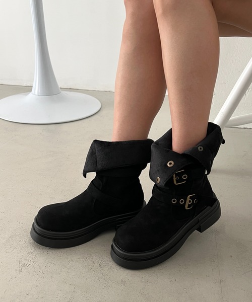 CLEA（クレア）の「ダブルベルト2wayエンジニアブーツ（ブーツ・レディース・ブラウン/ベージュ/ブラック・24.5cm/23.5cm）」の9枚目の写真