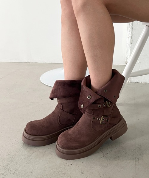 CLEA（クレア）の「ダブルベルト2wayエンジニアブーツ（ブーツ・レディース・ブラウン/ベージュ/ブラック・24.5cm/23.5cm）」の20枚目の写真