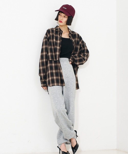 NOMINE（ノミネ）の「【ユニセックス】ロングヨーク オーバーサイズ チェックシャツ（シャツ/ブラウス・レディース・ブラック/ブラウン・フリー）」の19枚目の写真