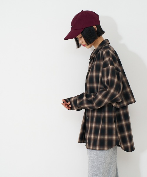 NOMINE（ノミネ）の「【ユニセックス】ロングヨーク オーバーサイズ チェックシャツ（シャツ/ブラウス・レディース・ブラック/ブラウン・フリー）」の20枚目の写真
