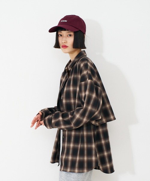 NOMINE（ノミネ）の「【ユニセックス】ロングヨーク オーバーサイズ チェックシャツ（シャツ/ブラウス・レディース・ブラック/ブラウン・フリー）」の21枚目の写真