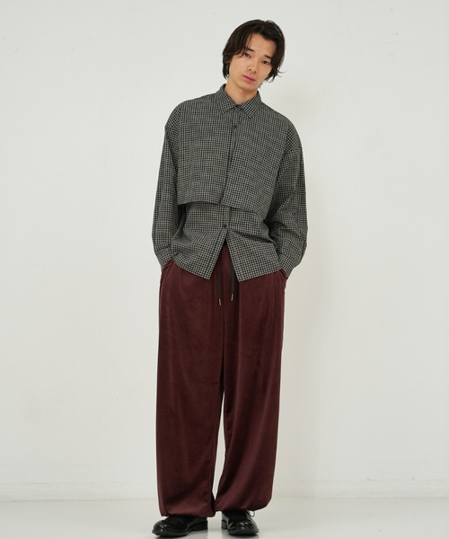 NOMINE（ノミネ）の「【ユニセックス】ロングヨーク オーバーサイズ チェックシャツ（シャツ/ブラウス・レディース・ブラック/ブラウン・フリー）」の6枚目の写真