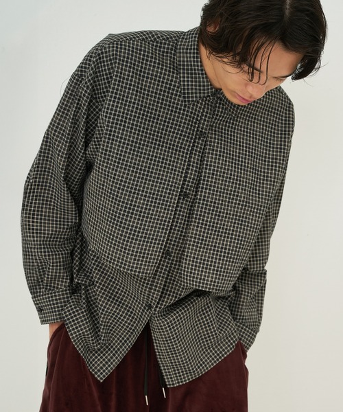 NOMINE（ノミネ）の「【ユニセックス】ロングヨーク オーバーサイズ チェックシャツ（シャツ/ブラウス・レディース・ブラック/ブラウン・フリー）」の9枚目の写真
