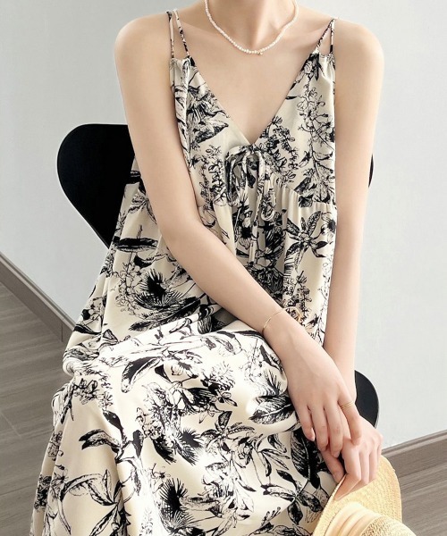 Miniministore（ミニミニストア）の「水墨画風キャミワンピース Vネックワンピ（ワンピース・レディース・アイボリー・L/M）」の15枚目の写真