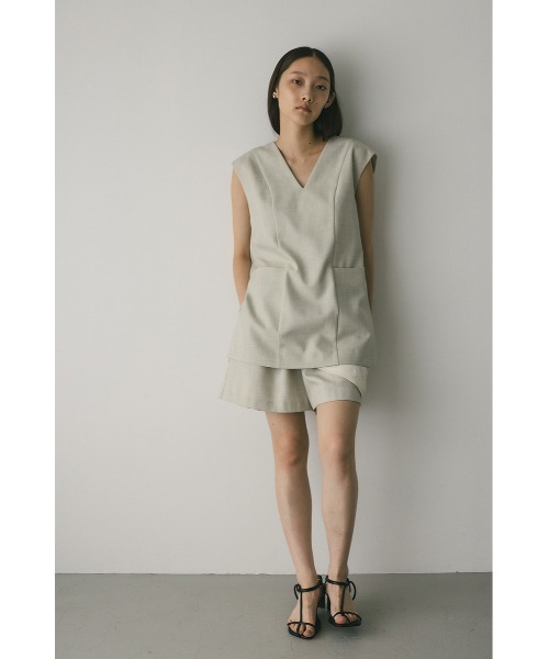 STYLEMIXER(スタイルミキサー)の「レイヤーベストショートオールインワン(つなぎ/オールインワン・レディース・アイボリー/ブラック・SMALL/MEDIUM)」の5枚目の写真