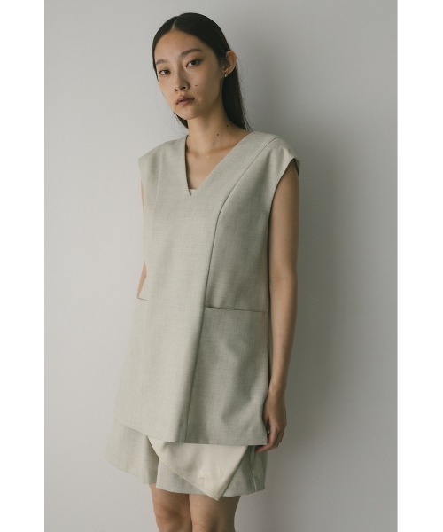STYLEMIXER(スタイルミキサー)の「レイヤーベストショートオールインワン(つなぎ/オールインワン・レディース・アイボリー/ブラック・SMALL/MEDIUM)」の7枚目の写真