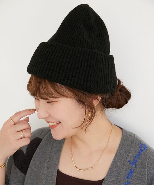 le.coeur blanc（ルクールブラン）の「《WEB限定アイテム》シンプルニットワッチ（ニットキャップ/ビーニー・レディース・ブラック/グレー/アイボリー・FREE）」の5枚目の写真