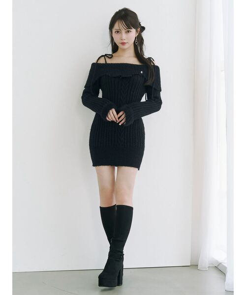 EATME ヘムシャギーオフショルニットワンピース ヘムシャギーオフショルニットワンピース（ワンピース）｜EATME