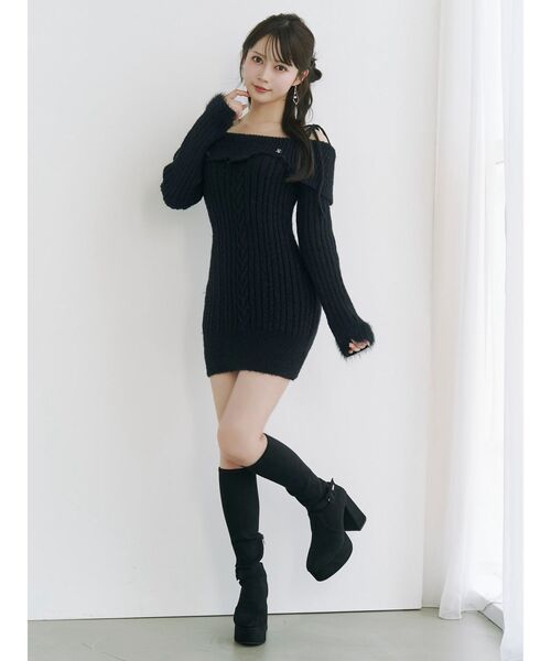 【新品未使用】EATME イートミー ヘムシャギーオフショルニットワンピース ヘムシャギーオフショルニットワンピース（ワンピース）｜EATME