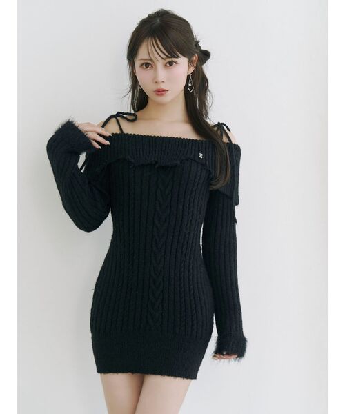 ヘムシャギーオフショルニットワンピース（ワンピース）｜EATME