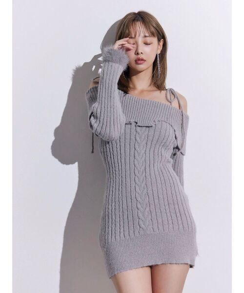 ヘムシャギーオフショルニットワンピース（ワンピース）｜EATME