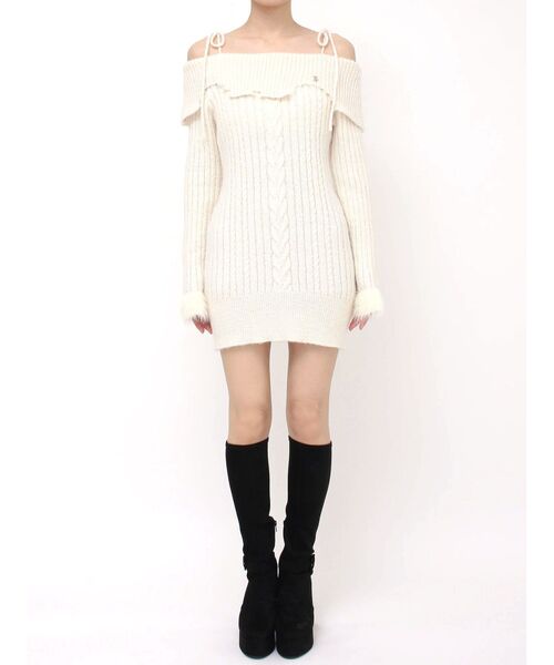 ヘムシャギーオフショルニットワンピース(ワンピース)|EATME ヘムシャギーオフショルニットワンピース(ワンピース)|EATME