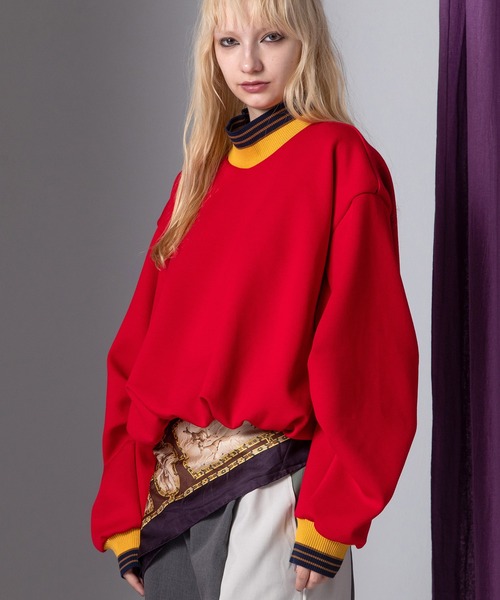 AULA AILA（アウラアイラ）の「マルチボーダーバルーンプルオーバー（Tシャツ/カットソー・レディース・ブラック/レッド/ホワイト・0）」の10枚目の写真