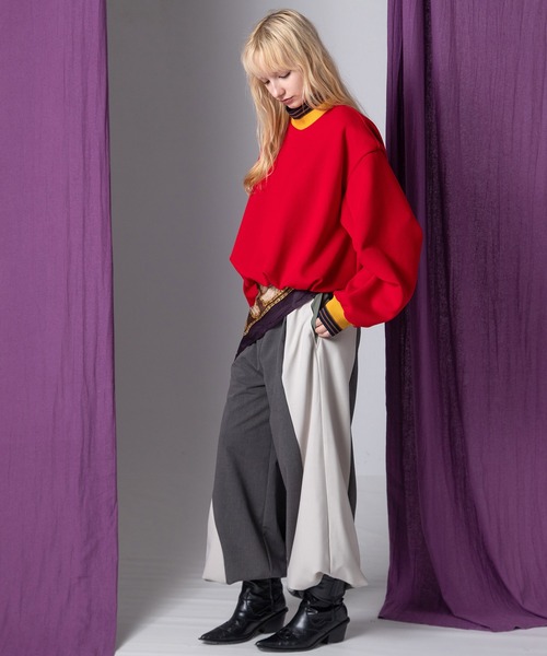 AULA AILA（アウラアイラ）の「マルチボーダーバルーンプルオーバー（Tシャツ/カットソー・レディース・ブラック/レッド/ホワイト・0）」の15枚目の写真