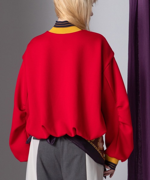 AULA AILA（アウラアイラ）の「マルチボーダーバルーンプルオーバー（Tシャツ/カットソー・レディース・ブラック/レッド/ホワイト・0）」の11枚目の写真