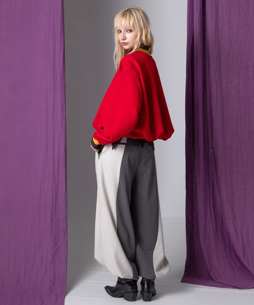 AULA AILA（アウラアイラ）の「マルチボーダーバルーンプルオーバー（Tシャツ/カットソー・レディース・ブラック/レッド/ホワイト・0）」の16枚目の写真