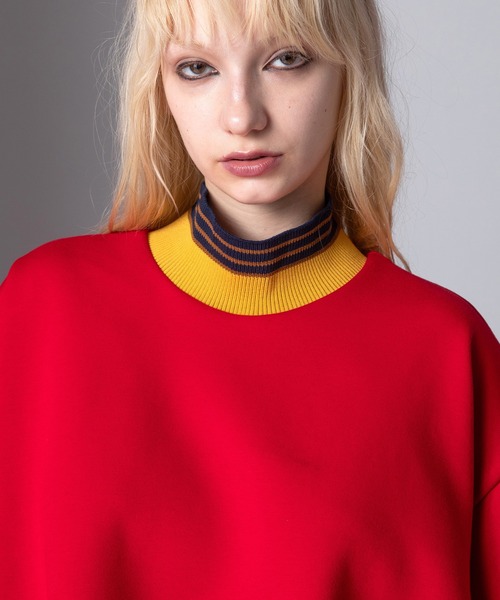 AULA AILA（アウラアイラ）の「マルチボーダーバルーンプルオーバー（Tシャツ/カットソー・レディース・ブラック/レッド/ホワイト・0）」の12枚目の写真