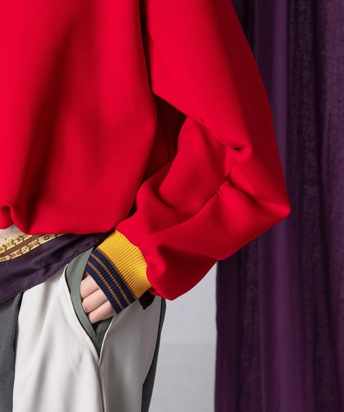 AULA AILA（アウラアイラ）の「マルチボーダーバルーンプルオーバー（Tシャツ/カットソー・レディース・ブラック/レッド/ホワイト・0）」の14枚目の写真