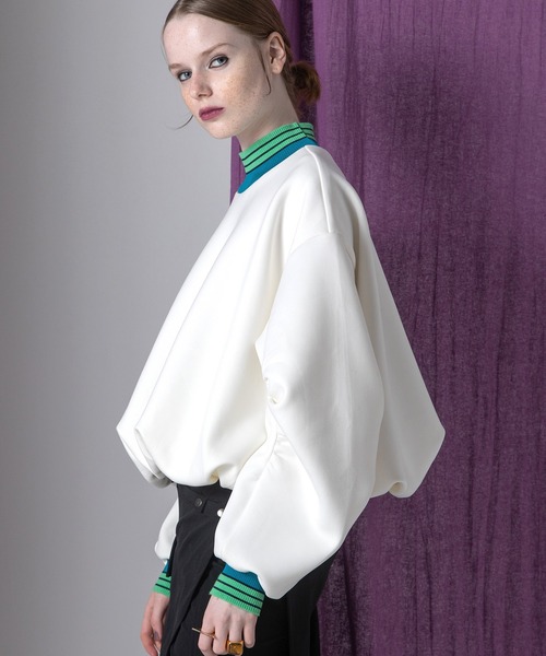 AULA AILA（アウラアイラ）の「マルチボーダーバルーンプルオーバー（Tシャツ/カットソー・レディース・ブラック/レッド/ホワイト・0）」の19枚目の写真