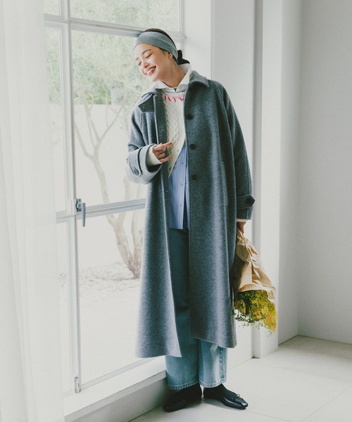 N.（N. Natural Beauty Basic）（エヌエヌナチュラルビューティーベーシック）の「【PS/低身長サイズ】ステンカラーロングコート（ステンカラーコート・レディース・チャコールグレー/グレー/ブラウン・P/S/MEDIUM/SMALL）」の12枚目の写真