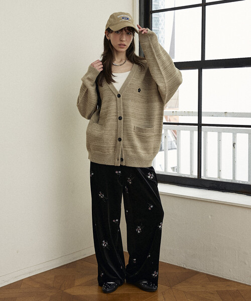 PUBLUX（パブリュクス）の「PUBLUX/パブリュクス 花刺繍 ベロア イージーパンツ　限定展開（その他パンツ・レディース・ブラック/ベージュ/ブラウン・ﾌﾘ-）」の16枚目の写真