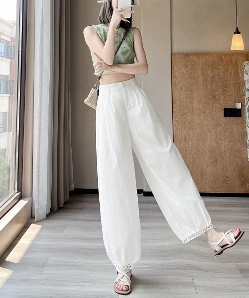 ReRe(リリ)の「裾レースワイドパンツ(その他パンツ・レディース・ネイビー/ライトグレー/ホワイト・MEDIUM)」の18枚目の写真