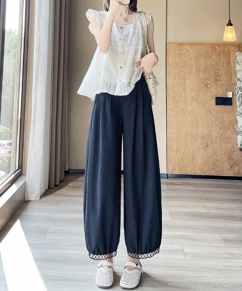 ReRe(リリ)の「裾レースワイドパンツ(その他パンツ・レディース・ネイビー/ライトグレー/ホワイト・MEDIUM)」の12枚目の写真