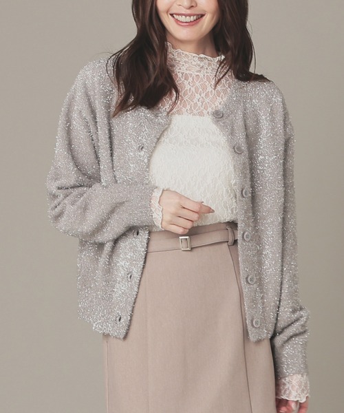 ラメ入りフェザーカーデ（カーディガン/ボレロ）｜GLACIER lusso