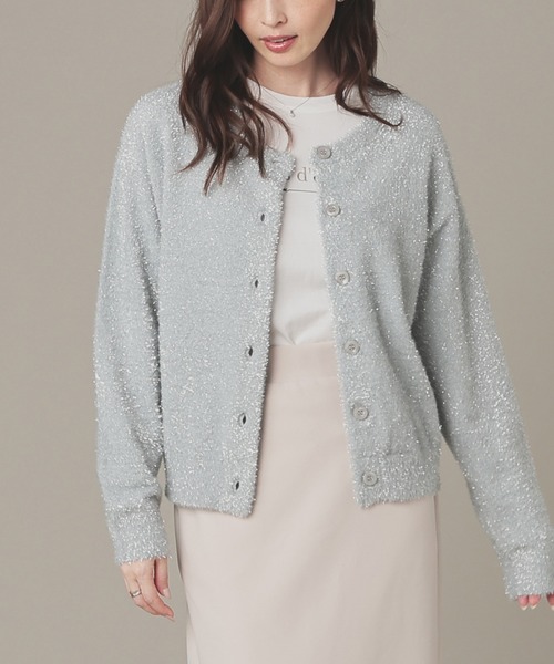 ラメ入りフェザーカーデ（カーディガン/ボレロ）｜GLACIER lusso