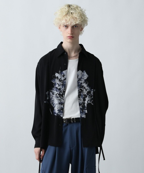 HARE（ハレ）の「スミフラワーコードシャツ(HARE)（シャツ/ブラウス・メンズ・オフホワイト/ブラック/ネイビー・FREE）」の3枚目の写真