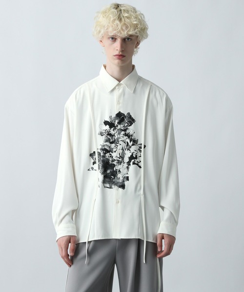 HARE（ハレ）の「スミフラワーコードシャツ(HARE)（シャツ/ブラウス・メンズ・オフホワイト/ブラック/ネイビー・FREE）」の2枚目の写真