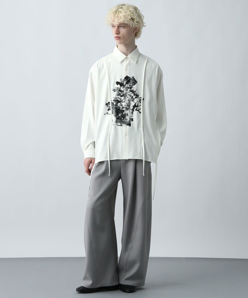 HARE（ハレ）の「スミフラワーコードシャツ(HARE)（シャツ/ブラウス・メンズ・オフホワイト/ブラック/ネイビー・FREE）」の4枚目の写真