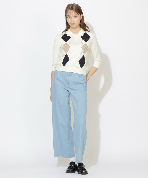 BLUE LABEL CRESTBRIDGE（ブルーレーベルクレストブリッジ）の「【WEB限定】コットンブレンドアーガイルニット（ニット/セーター・レディース・オフホワイト・38）」の2枚目の写真
