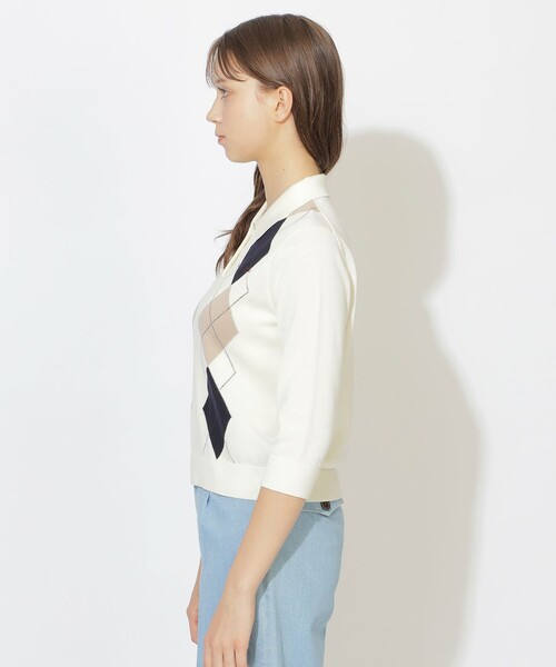 BLUE LABEL CRESTBRIDGE（ブルーレーベルクレストブリッジ）の「【WEB限定】コットンブレンドアーガイルニット（ニット/セーター・レディース・オフホワイト・38）」の3枚目の写真