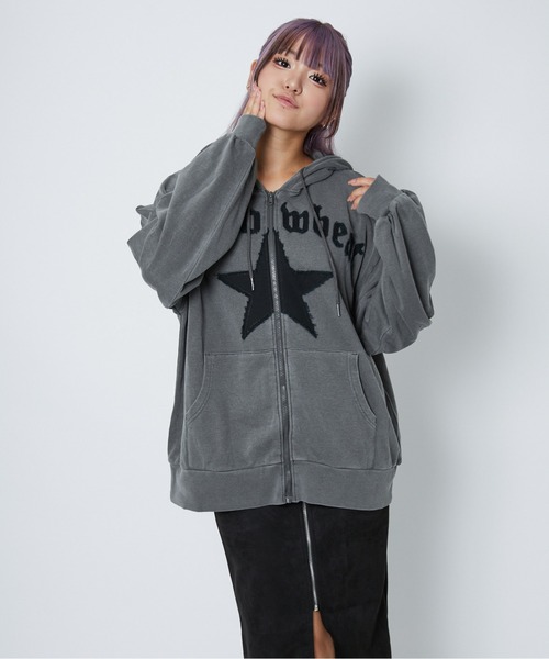GORGE(ゴージ)の「《ビッグスターアップリケ》レディース 裏毛 ジップパーカー 長袖 フーディ カジュアル 春秋冬(パーカー・レディース・ピンク/ブラウン/スミクロ・F)」の10枚目の写真
