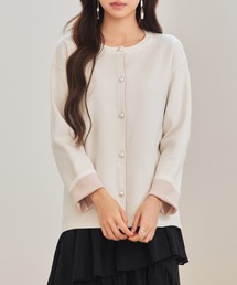 表裏配色ジャカード編みカーディガン