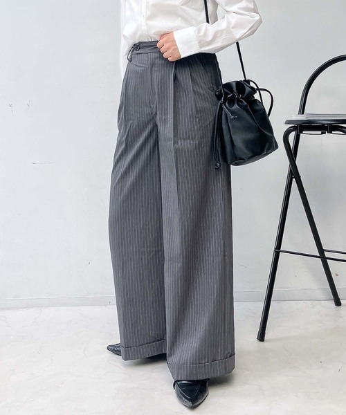 ワイドストレートスラックスパンツ