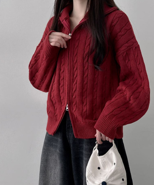 ✨美品✨セリーヌ ニット カーディガン ハイネック ダブルジップ ウール L ✨美品✨セリーヌ ニット カーディガン ハイネック ダブルジップ