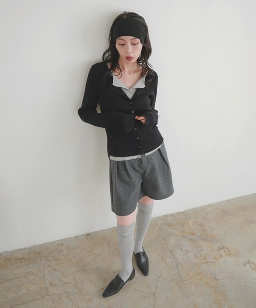 LIAN（リアン）の「レイヤードバイカラークルーネックカーディガン（カーディガン/ボレロ・レディース・レッド/ブラウン/ブラック/グレー・FREE）」の9枚目の写真