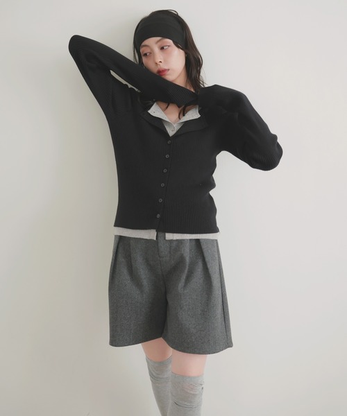 LIAN（リアン）の「レイヤードバイカラークルーネックカーディガン（カーディガン/ボレロ・レディース・レッド/ブラウン/ブラック/グレー・FREE）」の21枚目の写真