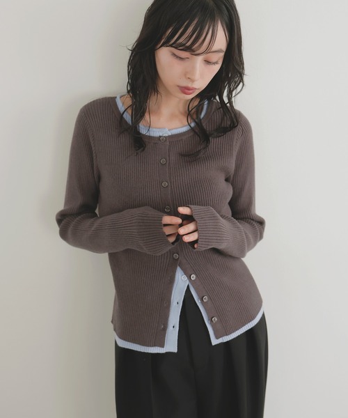 LIAN（リアン）の「レイヤードバイカラークルーネックカーディガン（カーディガン/ボレロ・レディース・レッド/ブラウン/ブラック/グレー・FREE）」の19枚目の写真