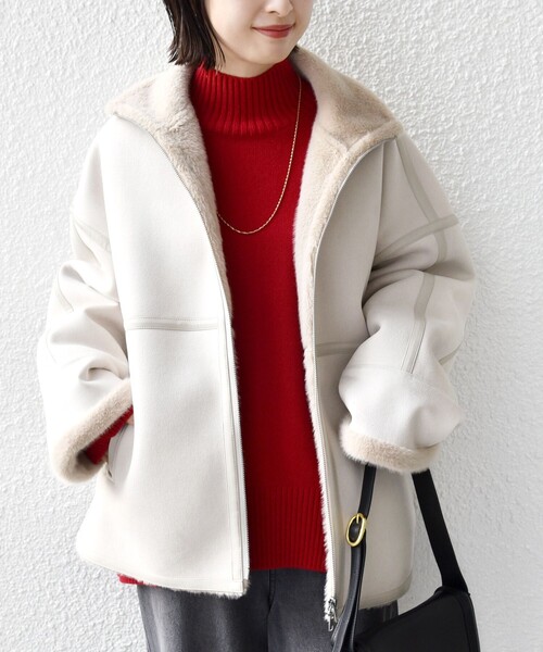 SHIPS（シップス）の「フェイク ムートン ジップ コート（ムートンコート・レディース・ブラック/ナチュラル・ONE SIZE）」の16枚目の写真