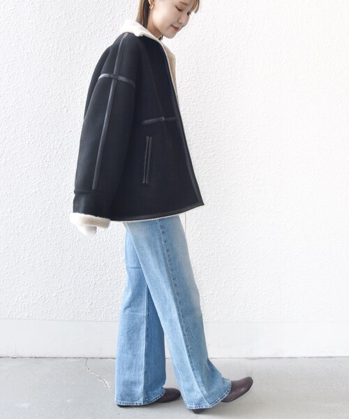 SHIPS（シップス）の「フェイク ムートン ジップ コート（ムートンコート・レディース・ブラック/ナチュラル・ONE SIZE）」の21枚目の写真