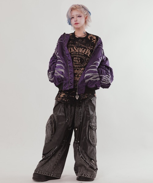 BACKSTAGE PASS（バックステージパス）の「BONZO LS(ボンゾ エルエス)ビッグシルエット クルーネック プリント ロンT（Tシャツ/カットソー・メンズ・ブラック/ダークグレー・FREE）」の6枚目の写真