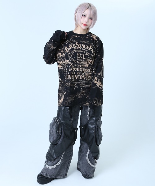 BACKSTAGE PASS（バックステージパス）の「BONZO LS(ボンゾ エルエス)ビッグシルエット クルーネック プリント ロンT（Tシャツ/カットソー・メンズ・ブラック/ダークグレー・FREE）」の19枚目の写真